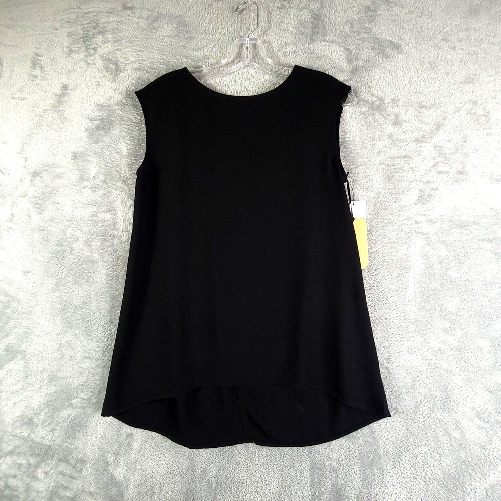 Halogen‎ Womens Blouse Black Sleeveless Crew Neck Keyhole Back XS New